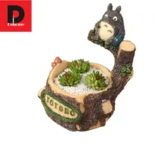 Dehomy Totoro Resin Flower Pot Succulent Plants Pot Garden Bonsai Planter Micro Landscape Flowerpot Garden Decoration Planter