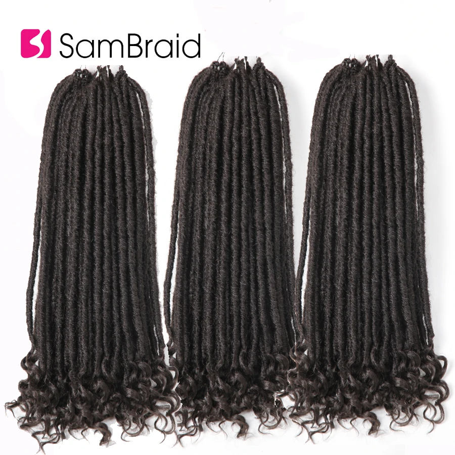 

SAMBRAID Crochet Braids 18 Inch Soft Natural Synthetic Braiding Hair Extensions 24 Stands/Pack Ombre Goddess Faux Locks Hair