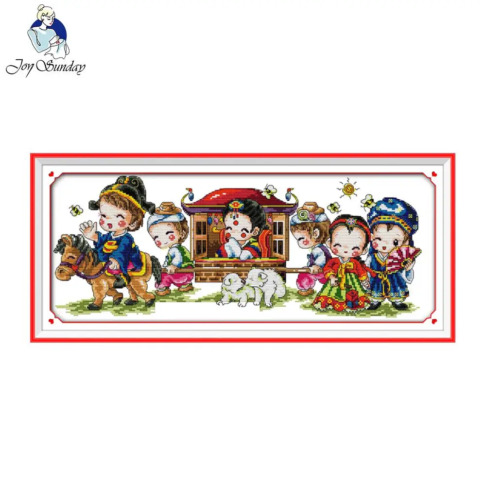 Набор для вышивки крестиком Joy Sunday мультяшная Свадебная вечеринка 14CT 11CT вышивка с