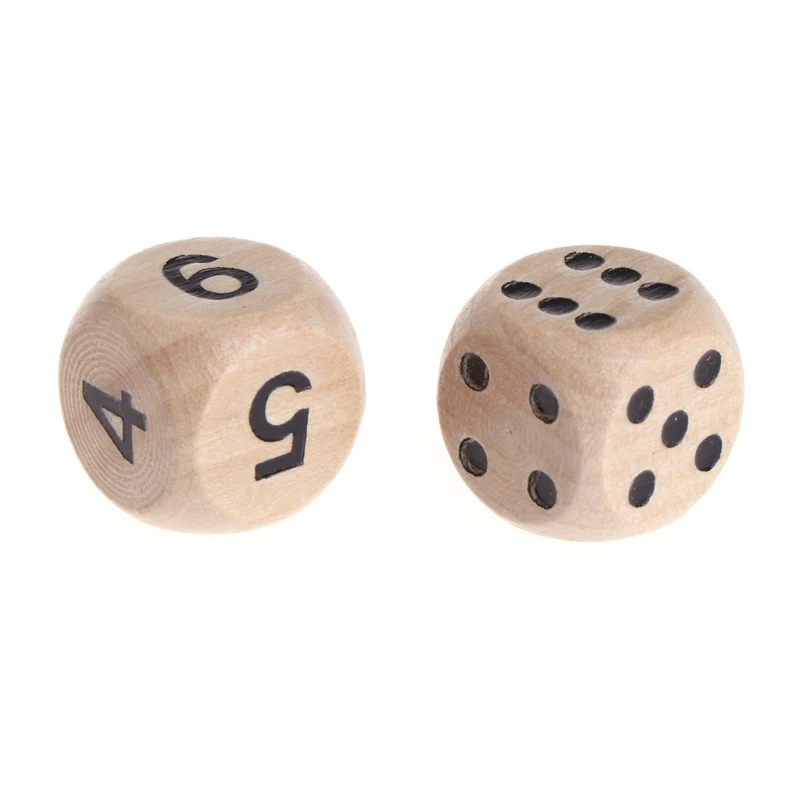 5pcs 6 Sided Wood Dice Mahjong Party Number Or Point Round Coener Kid Toys Game