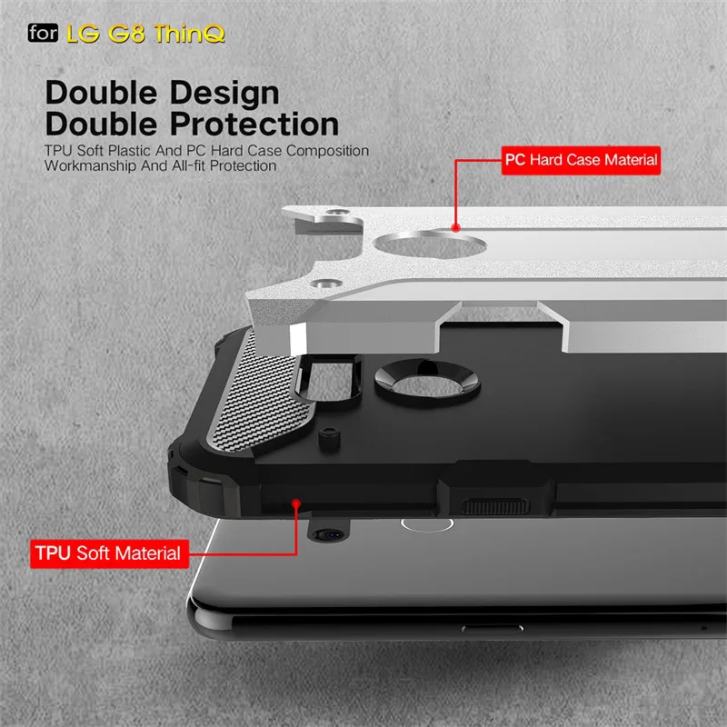 Phone Case For LG G8 Hard PC With Soft TPU Case For LG G8 ThinQ Heavy Duty Armor Silicon Cover Shell Coque Capa Fundas (3)