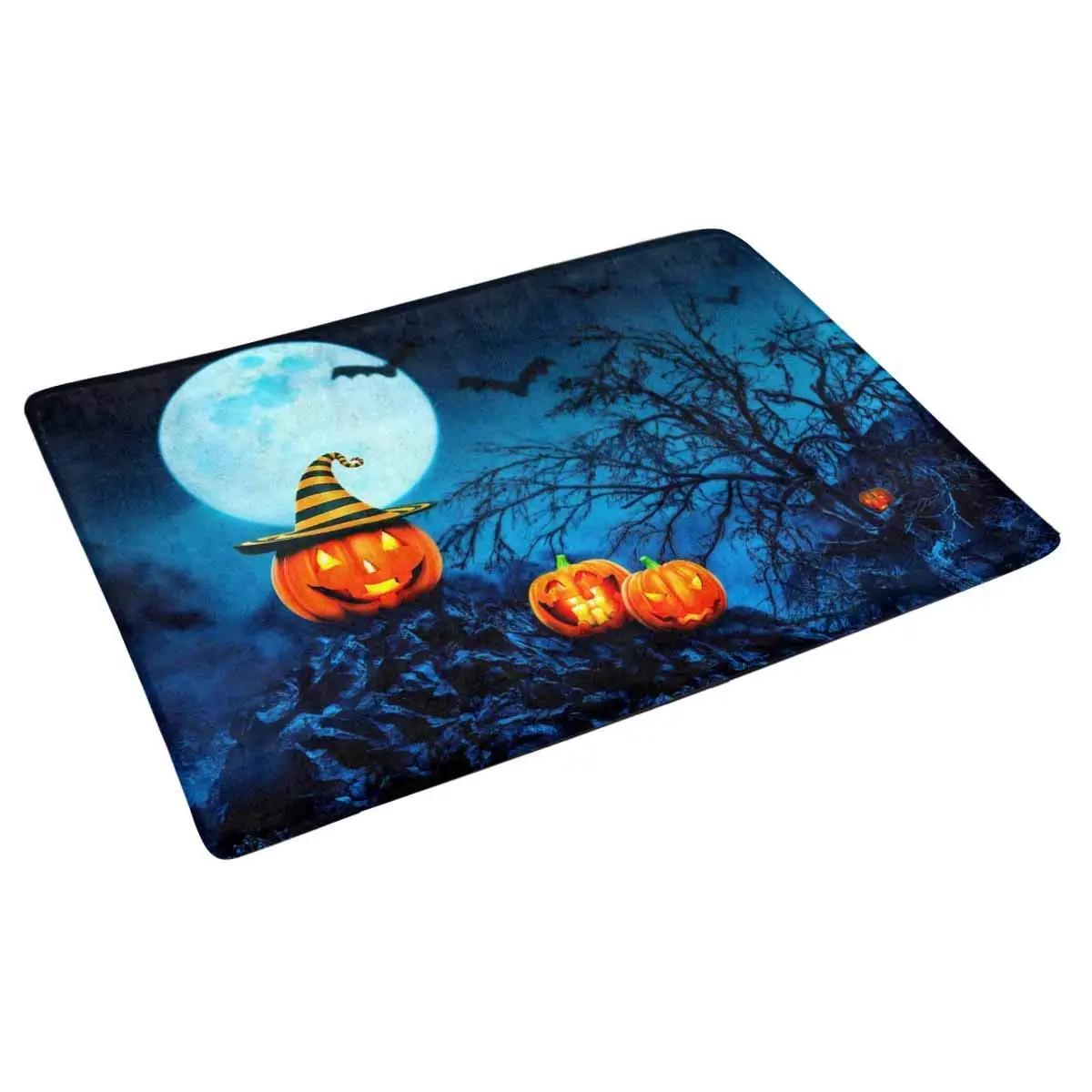 Hellowen Pumpkins со свечами в ночное время коврик с изображением леса для внутреннего