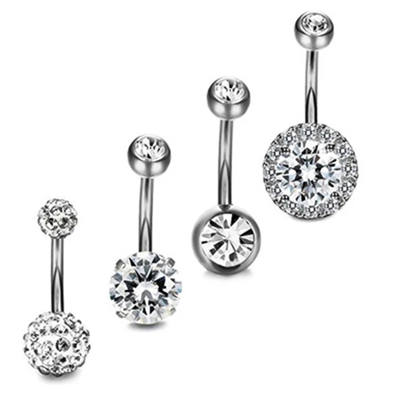 

4 Pcs Pull Punk Wind Navel Nail Creative Zipper Dangle Belly Button Crystal Piercing Barbell Navel Piercing Body Jewelry