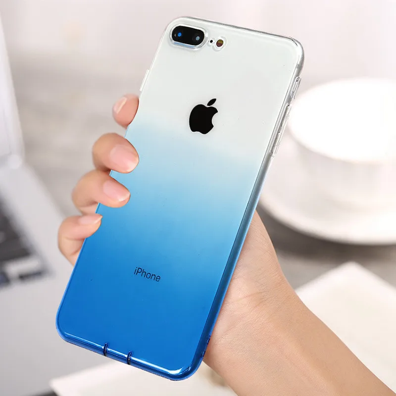 Роскошный прозрачный чехол градиентного цвета для телефона iPhone 7 8 6 6S Plus