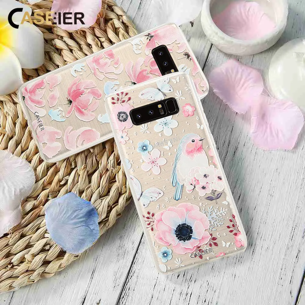 Caseier чехол для Samsung Galaxy S6 S7 edge S8 Plus note 8 крышка красочные цветы авторская печать