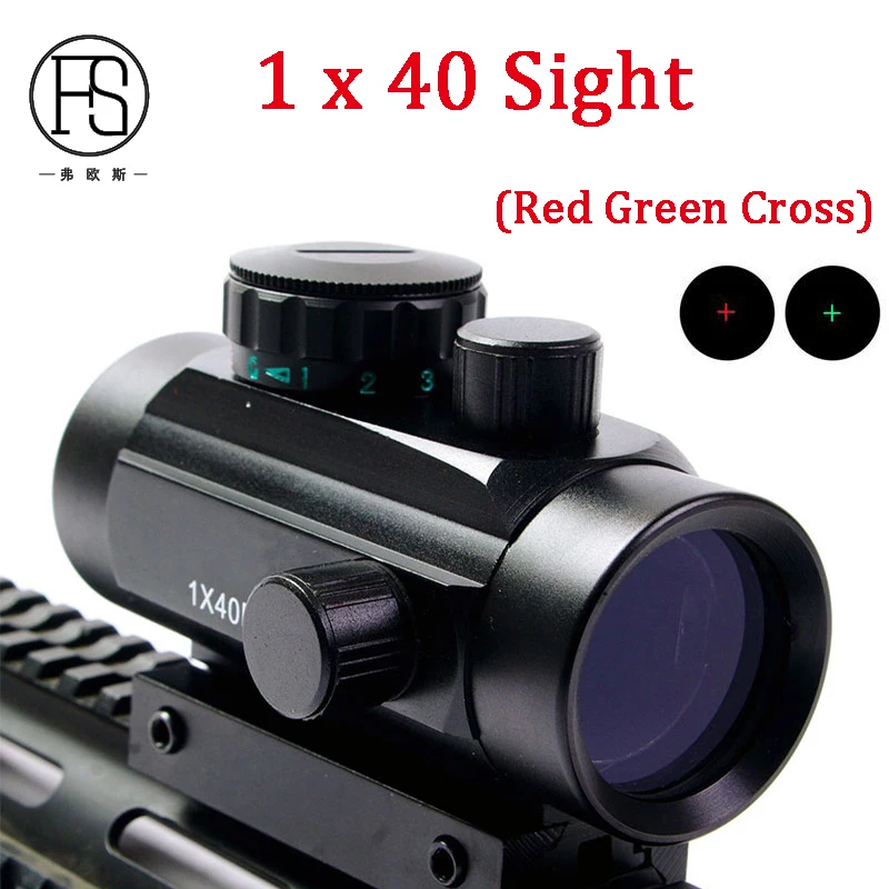 

1X40 Red Green Dot ( Cross ) Sight Scope Tactical Hunting Shooting Air Rifle Airsoft Riflescope 20mm Or 11mm Mount