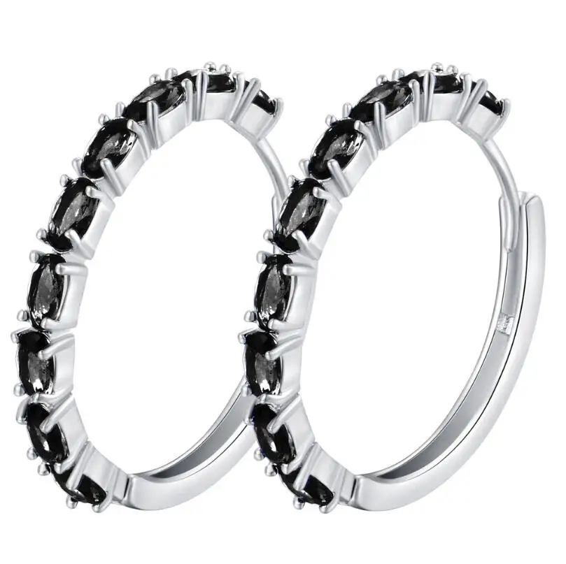 Anenjery классические модные красочные ослепительные Полные CZ серьги-кольца с цирконом для женщин медные сережки oorbellen brincos T-E64 - Окраска металла: Black