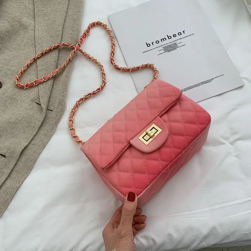

Girls bag 2019 new Korean fashion Joker Messenger bag shoulder diamond chain small square bag