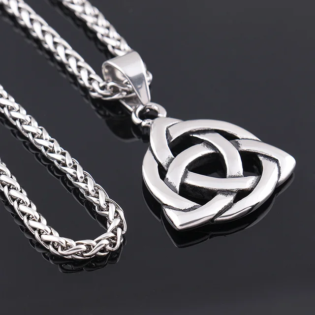 Stainless Steel Celtic Knot Irish Lucky Love Pendant Necklace Men's