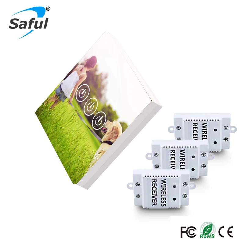 

Saful Free Shipping Wireless Touch Switch 3 Gang 3 Way Customized DIY Design Luxary Glass Panel Wall Light Touch Switch