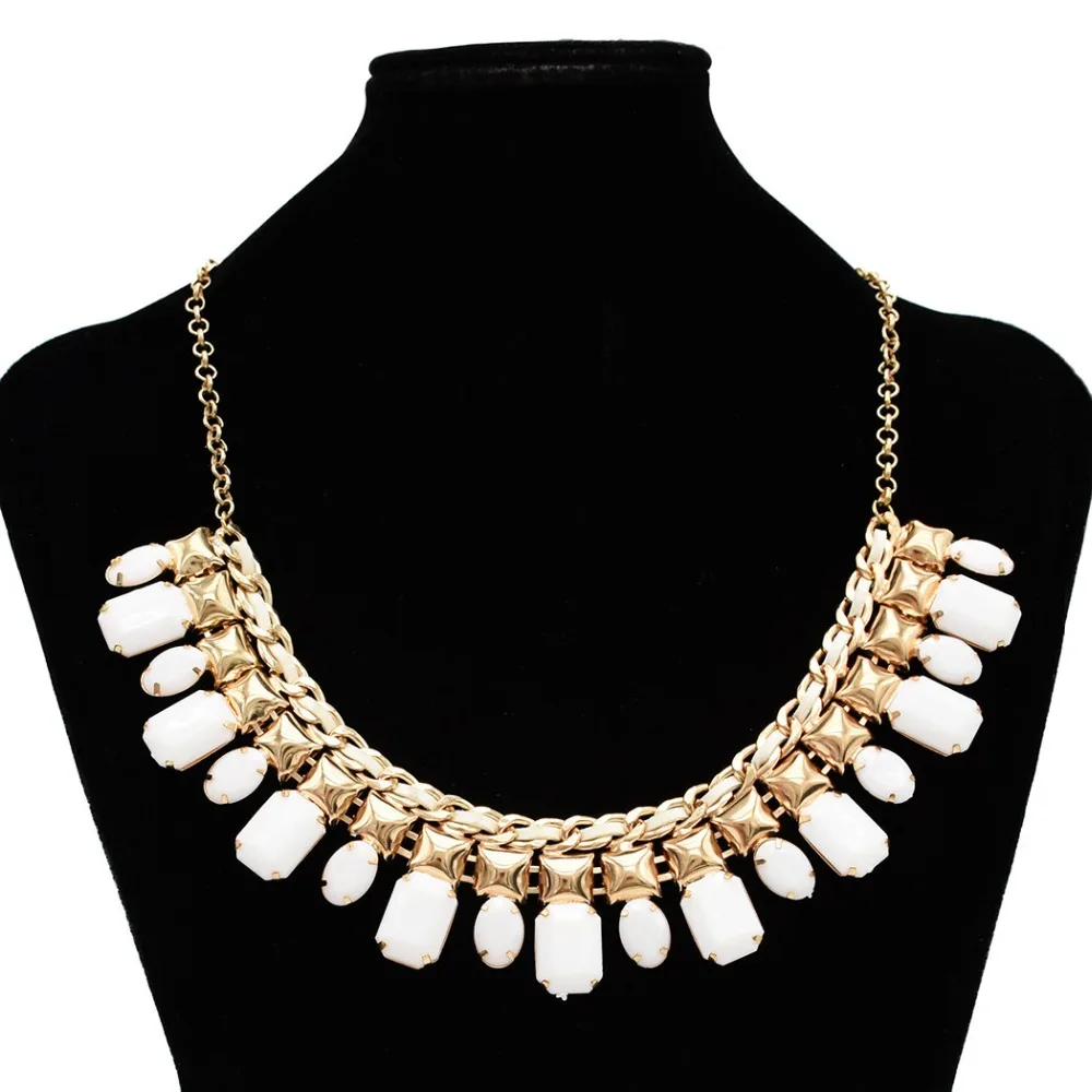 5 Colors Elegant Lady New Fashion Gold Chain Necklaces Acrylic Stone