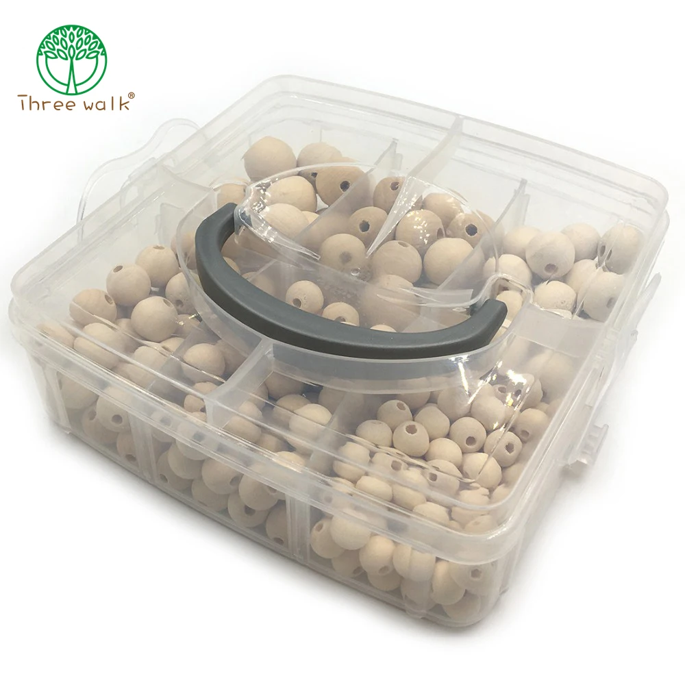 

Natural Round Wood Spacer Beads Set Loose Beads With Box For Jewelry Making