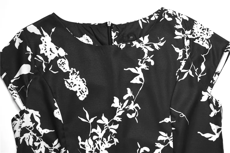 Kostlich Summer Women Big Swing Dress Hepburn Vintage Dress O-Neck Short Sleeve Floral Print Dresses Plus Size S-2XL With Sashes (4)