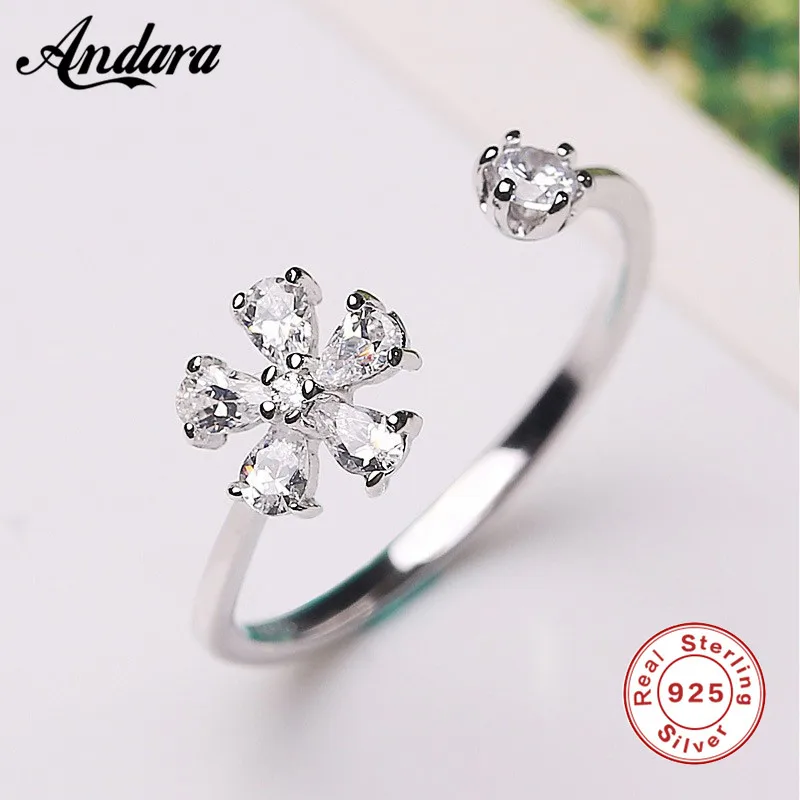 

Fashion Elegant Real 925 Sterling Silver Rings Dazzling Daisy Flower Ring,Clear CZ Wedding Jewelry