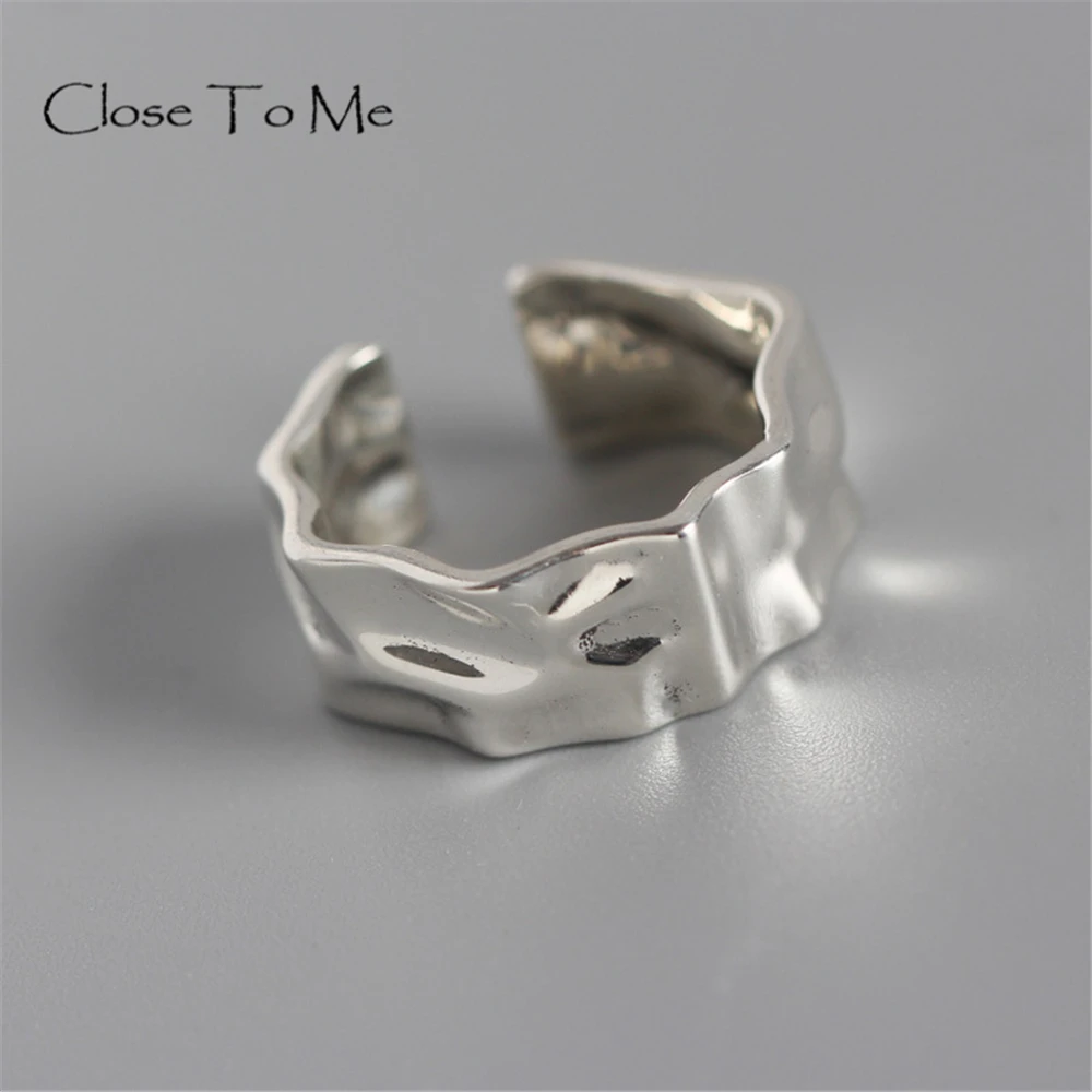 

Close To Me S925 Sterling Silver Handmade Fine Jewelry Vintage Punk Rings Irregular Ring for Women ALR053