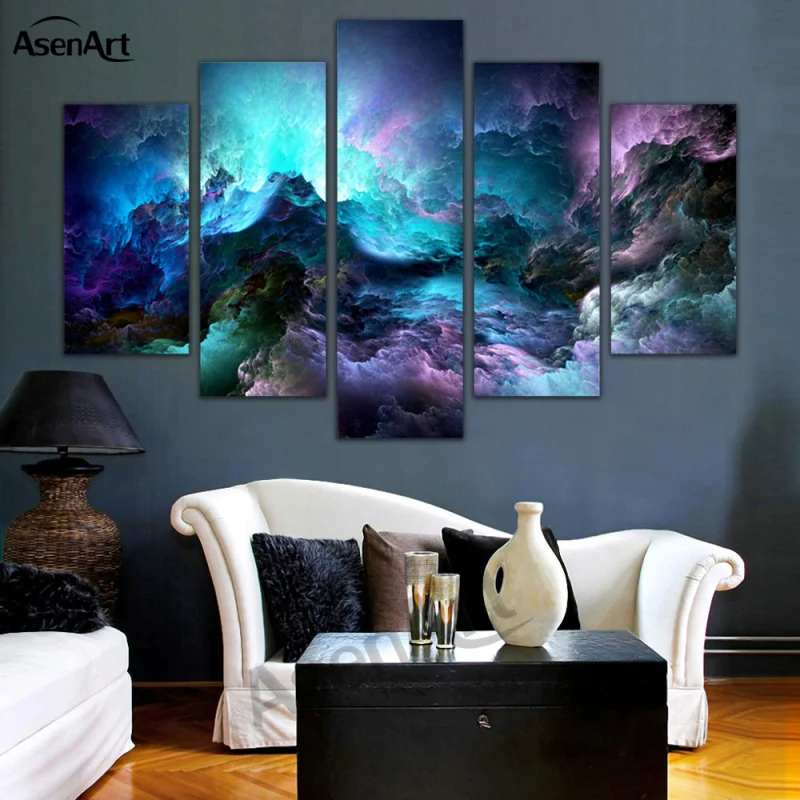 

5 Panel Abstract Wall Art Canvas Prints Abstract Colorful Cloud Painting for Modern Home Decoration Wall Pictures Unframed