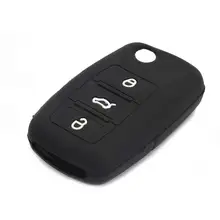Preto 3 Botões de Silicone Chave do Caso Da Tampa do Ajuste Para SKODA Yeti Octavia Fabia Superb Rápida Titular Remoto Chave Fob Shell Chave Do Carro