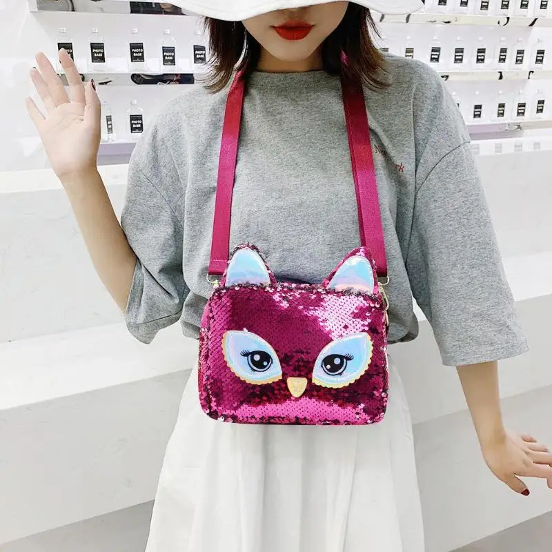 

Cute Sequins Animal Bird Shaped Shoulder Messenger Handbags Women Small Glitter Crossbody Bags