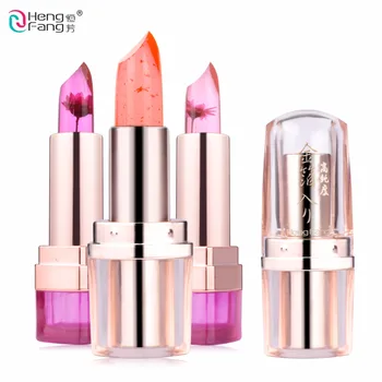 

Black Chrysanthemum Lipstick Goldleaf Jelly Temperature Changed Lips 3.5g Makeup Brand HengFang #H9266-H9267