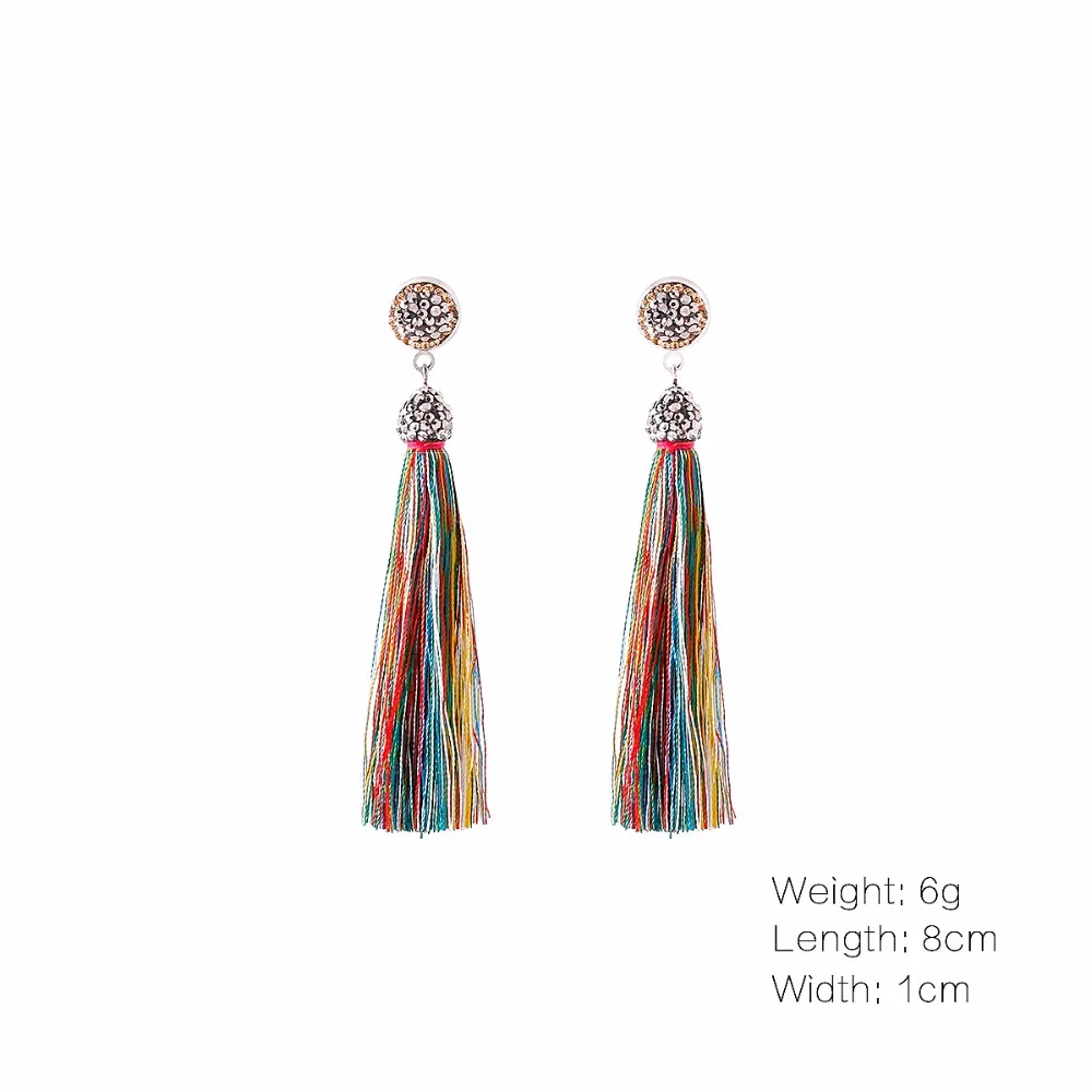 02 New Women Tassel Earrings Boho Bohemian Long Exaggerated Silk Fabric Dangling Earrings For Women Orecchini Lunghi Oorb CS23