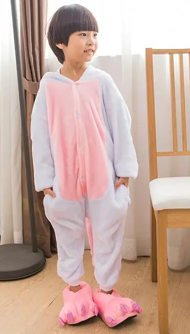 Для детей в виде персонажа Блю ститча; Косплэй кигуруми Комбинезоны ребенок мультфильм аниме-комбинезон детский костюм для девочек и мальчиков с животными Маскировка, одежда для сна, пижамы - Цвет: pink unicorn