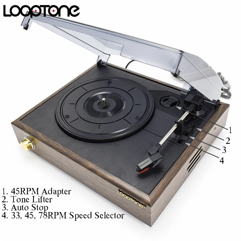 LoopTone 3-Speed Classic Phonograph Gramophone