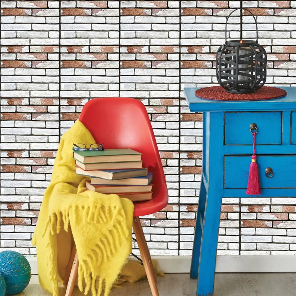 

5PCS Wall Tile Sticker Self-Adhesive Background 3D Stereo Anti-Collision Stickers Simulation Brick Decoration Waterproof Plaster