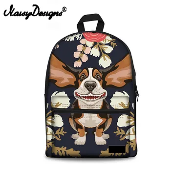 

Noisydesigns Women Canvas Backpack Tourist Floral Hound Pack Back Children Girls Brand Designer School Backpacks Sac A Dos Femme