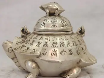 

China White Copper Silver Tortoise Turtle water Bottle kettle Wine Pot Teapot