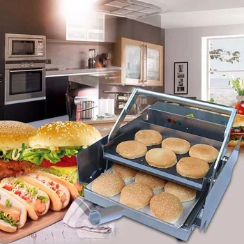 

freeshipping 800w power electric Commercial Hamburger Maker Commercial Electric Hamburger Machine can bake 6pcs together