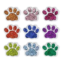 50 шт Игристые кошка собака Bear Paw шармы в форме следа ноги 8 мм слайд Подвески ошейник для домашних животных Напульсник браслет брелок для