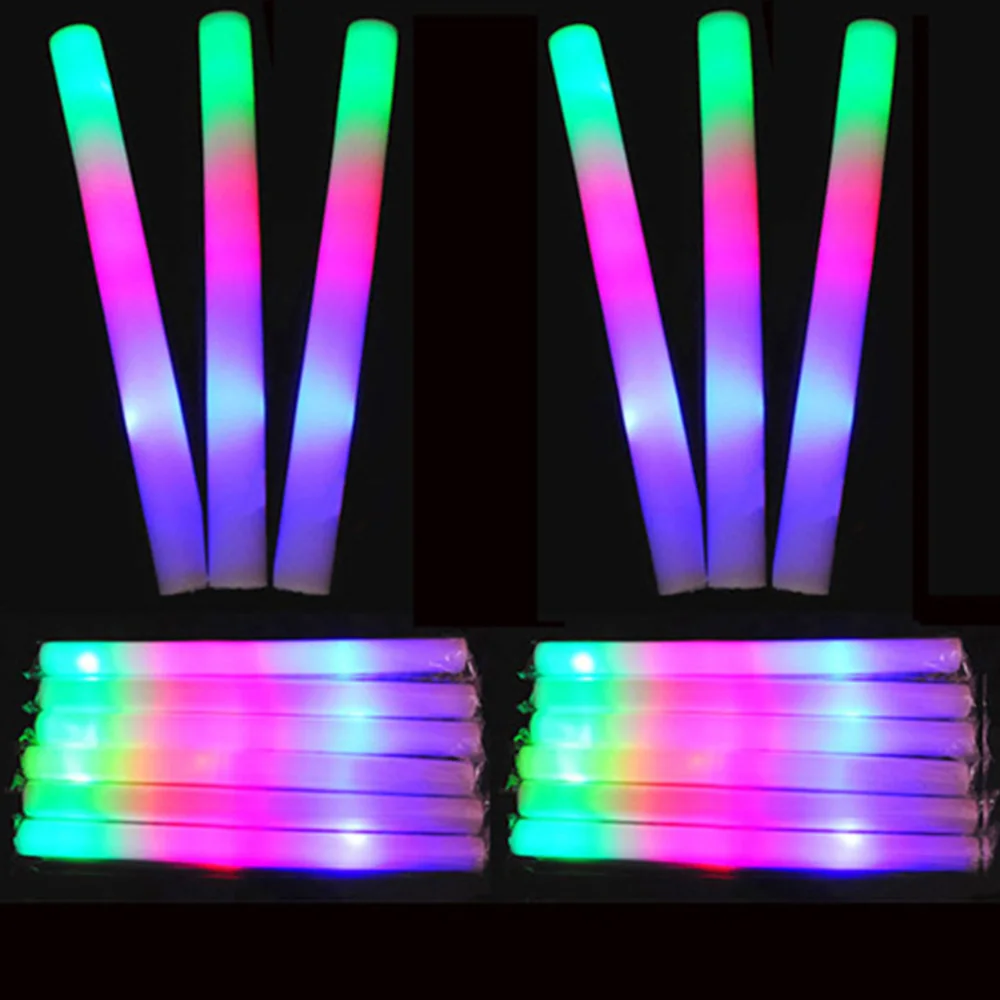 20 шт красочные блестящие спонжи-палочки светящиеся батоны светодиодная палочка из вспененного материала палочки для еды ралли вечерние