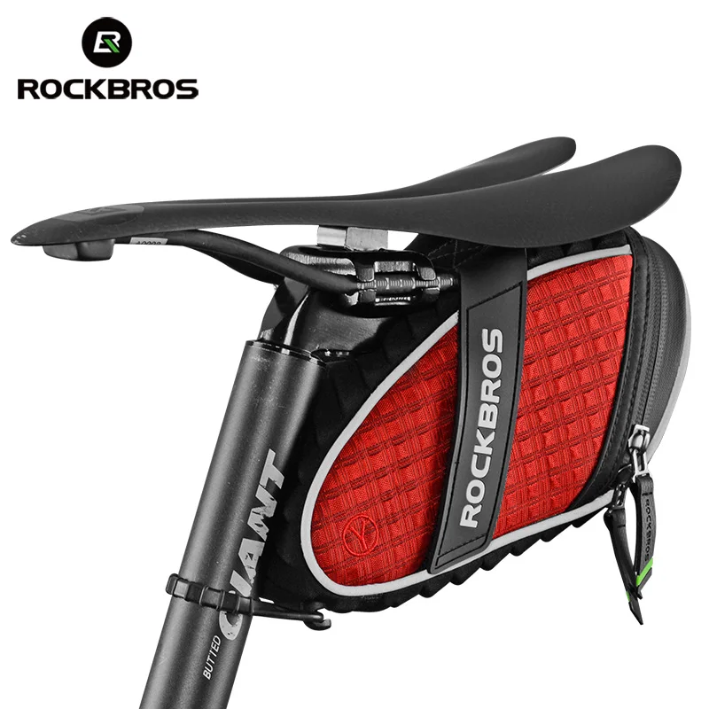 red ROCKBROS MTB велосипедная сумка 3D оболочка седло Светоотражающие непромокаемые противоударные задние Сумки Подседельный штырь велосипедная сумка Аксессуары для велосипеда - Цвет: red