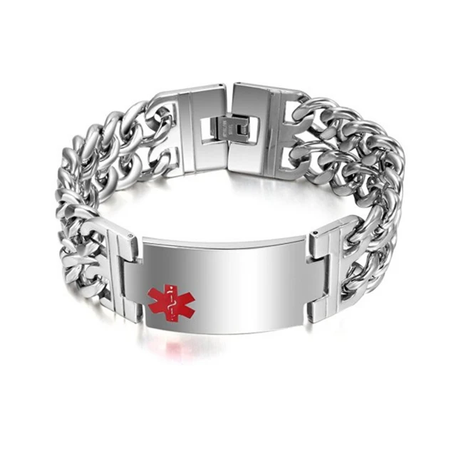 Quality Personalized Medical Id Alert Men Stainless Steel Tags Quality Personalized Medical Id Alert Men Stainless Steel Tags Bracelet Engraved Bangle Jewelry Dad S Gift