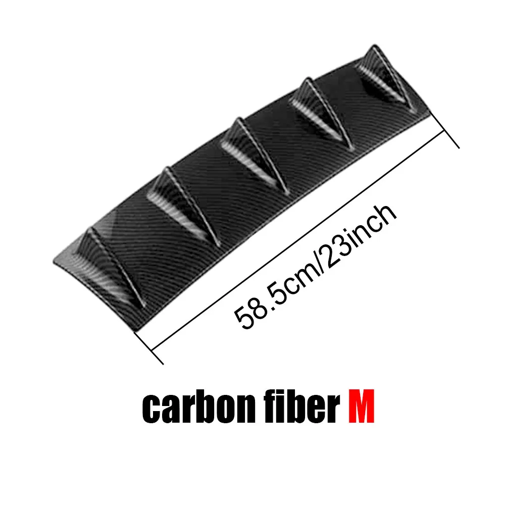 ABS черный глянец заднего бампера Диффузор спойлер Акула концевой комплект подходит для универсальных автомобилей стайлинга автомобилей Карбон - Цвет: carbon look M 35.5