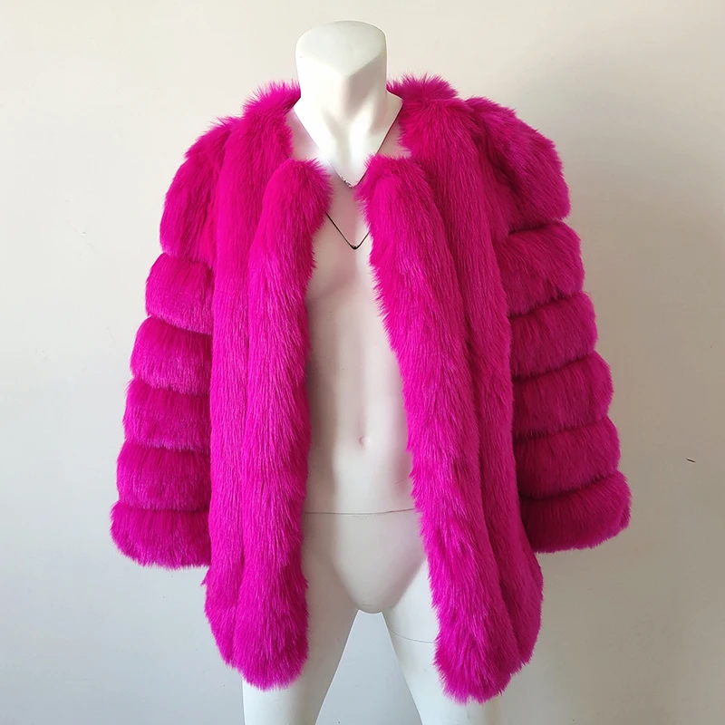 Женское Брендовое меховое пальто зимнее женское длинное пальто из искусственного лисьего меха меховая роскошная женская куртка из искусственного меха высокого качества пальто из искусственного меха