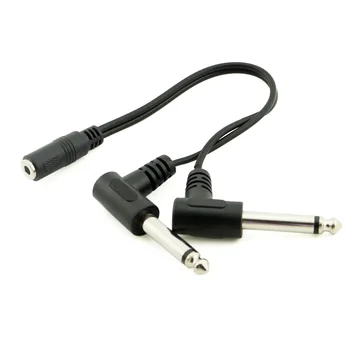 

HFES 3.5mm Mini 1/8 inch TRS Stereo Female Jack to Dual 1/4 6.35mm Male Plug Mono TS Right Angle Audio Adapter Y Splitter