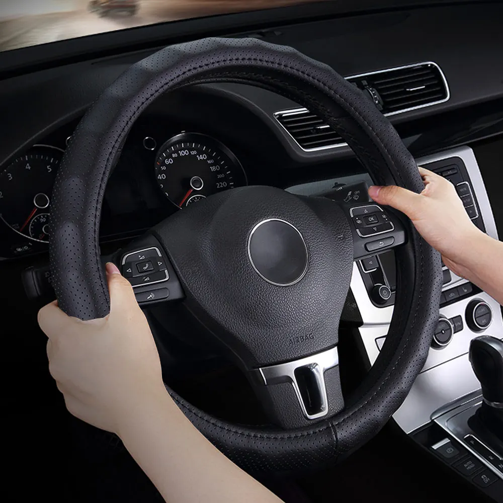 

GLCC Car Steering Wheel Cover Fit 38cm Soft Microfiber Leather Braid on the Steering-Wheel of Universal Car Interior Accessories