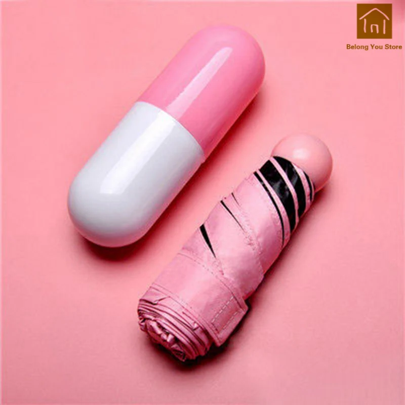 Pink Зонт для взрослых Карманный супер маленький солнцезащитный ручной ветростойкий цветной зонт из водонепроницаемой ткани Regenschirm зонты для дождя LKW121 - Цвет: Pink