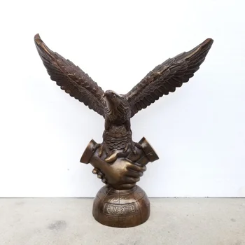 

20" bronze carved both hand cooperation prosperous spread the wings eagle hawk
