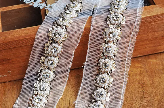 

beading paillette flash lace trim gold pearl beaded lace trimming wedding sewing supplies 3yards/Lot