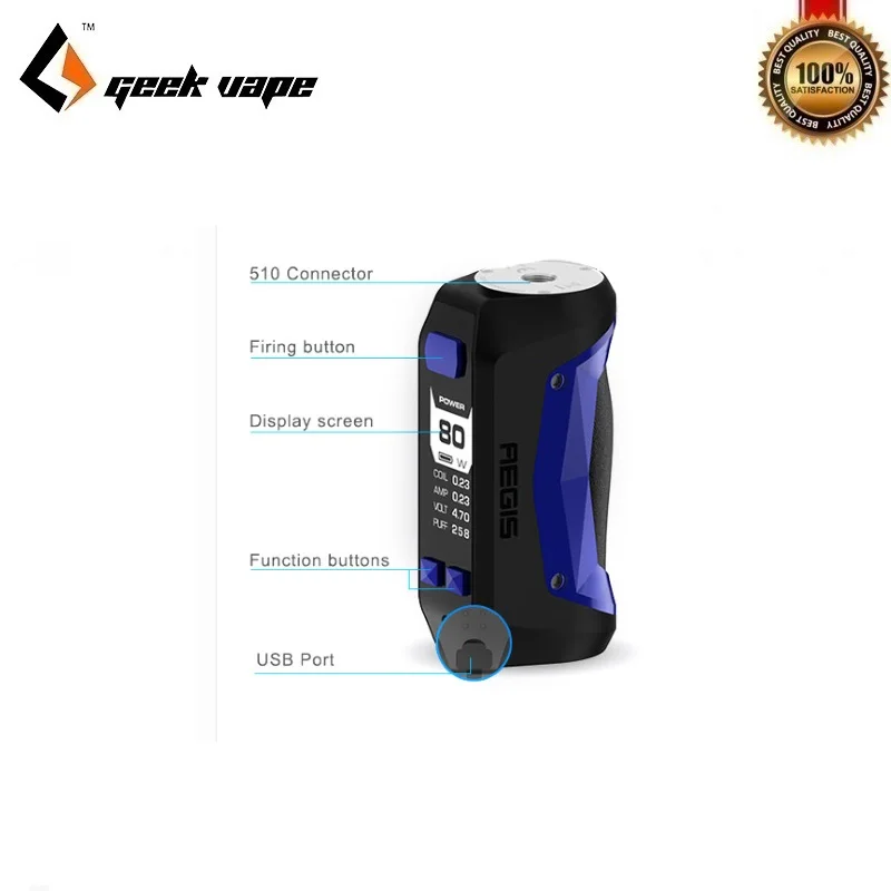  Original Geekvape Aegis Mini 80W Kit 2200mAh Aegis Mini Box Mod with 5.5ml Cerberus Vape Tank Super