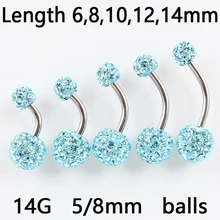 Anel para barriga, joias de piercing corporal femininas, anel de barriga e strass, barra de umbigo 14g em aço inoxidável
