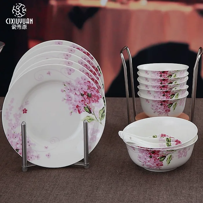 Plate crockery dinnerware set plate ceramic bowl set bone china tableware marriagein Dinnerware