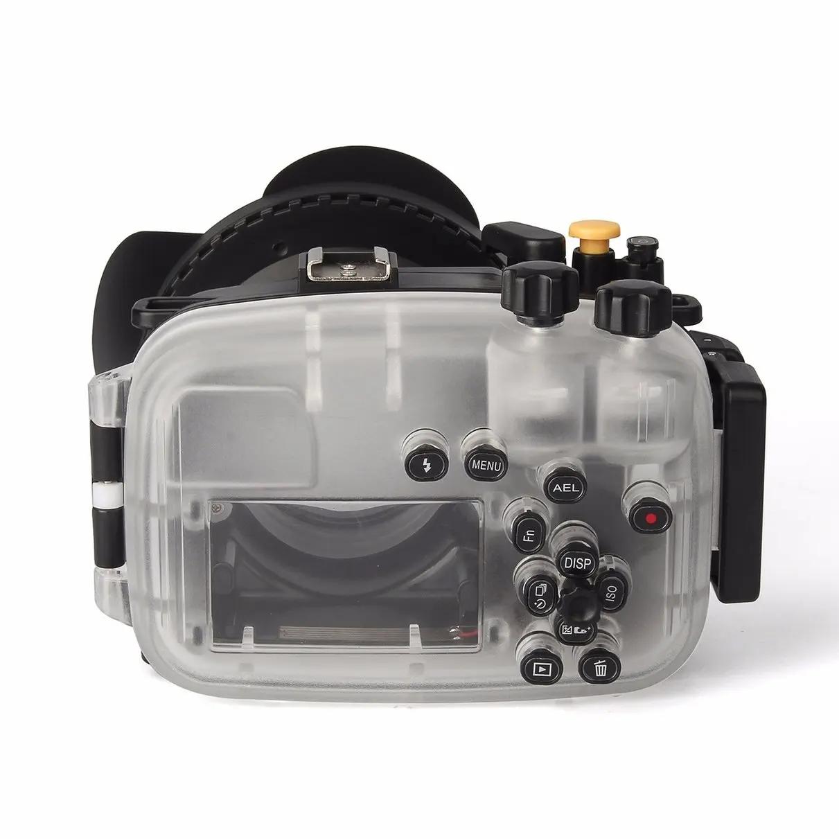 40 м 130ft подводный водонепроницаемый корпус камеры чехол для sony A6000(16-50 мм объектив)+ 67 мм fisheye купольная порт объектив+ 67 мм красный фильтр
