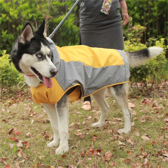 Великолепный дождевик для собак KEK, дождевик для собак среднего размера, дождевик для собак с капюшоном, водонепроницаемый дождевик для собак хаски, золотистый ретривер - Цвет: yellow
