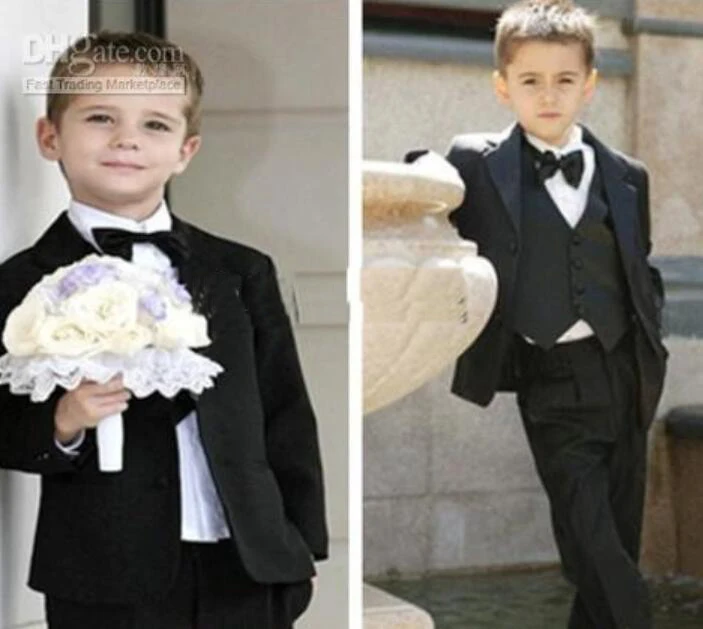 Черный костюм для мальчика для торжественных случаев, детский Свадебный костюм Нарядный костюм для мальчиков детский смокинг, смокинг с отворотами, черный костюм