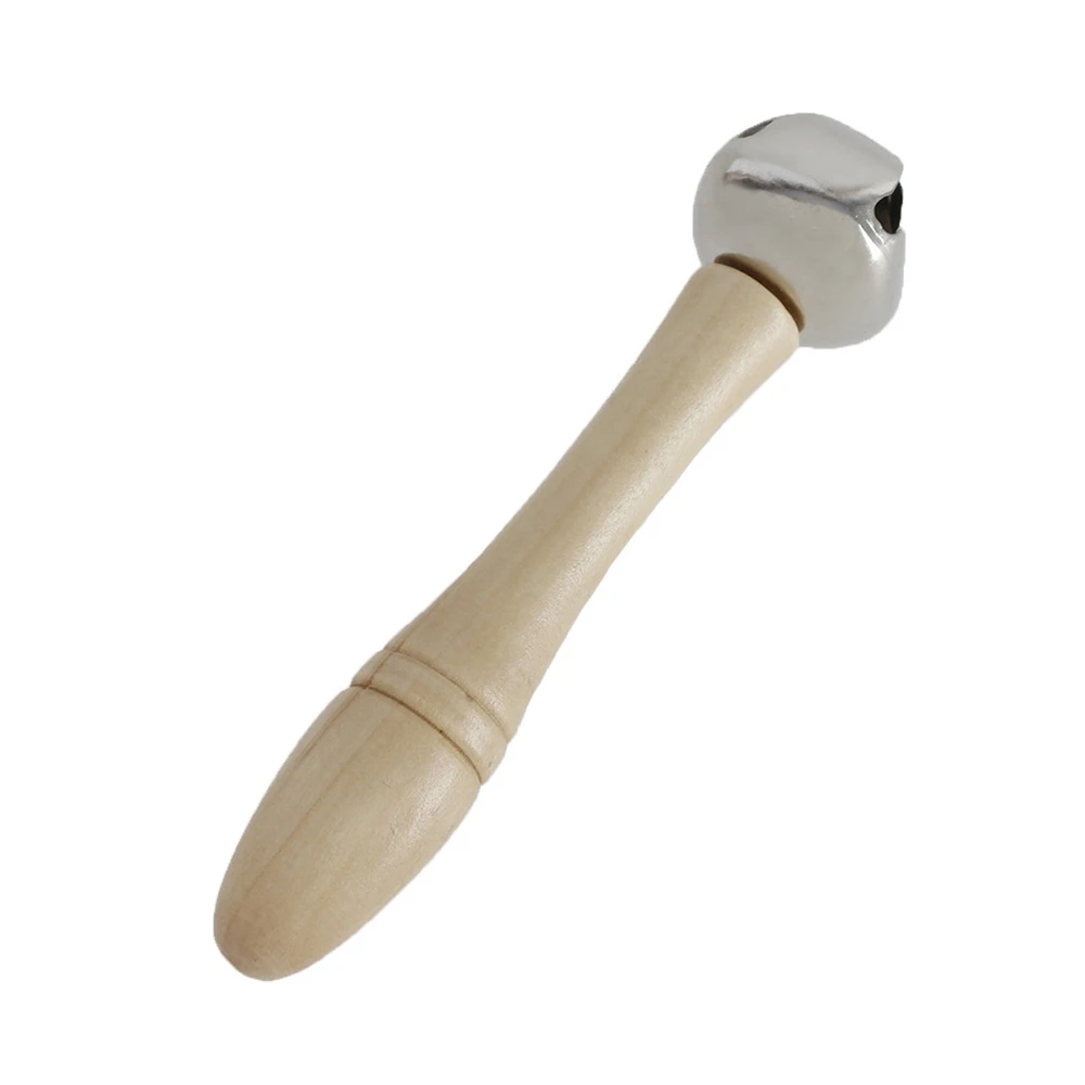 Single Jingle Bell Handbell with Wood Handle Musical Toy for Toddlers
