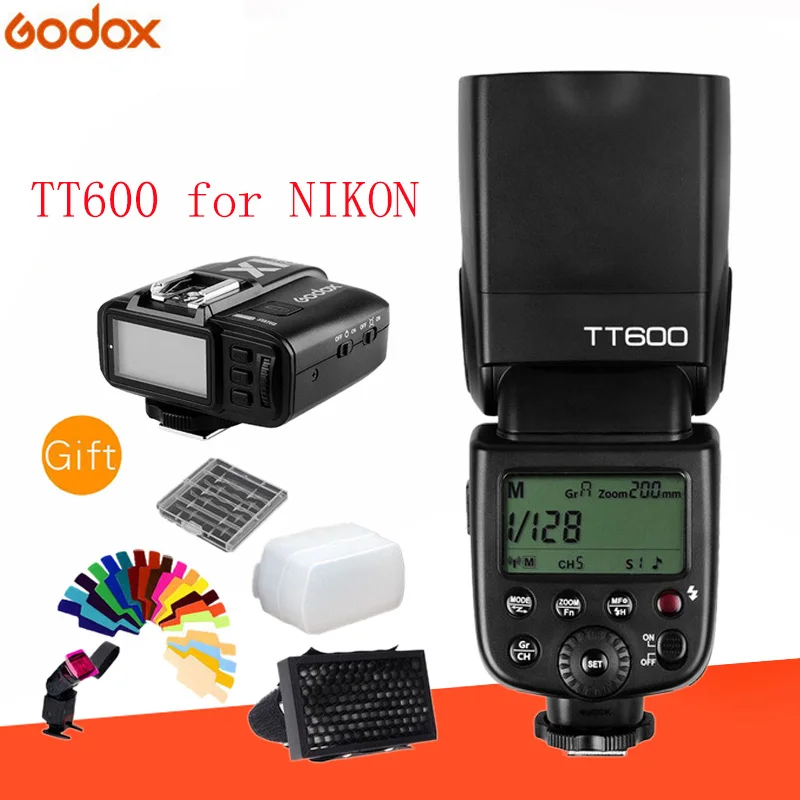 Godox TT600 2,4G Беспроводная камера Вспышка Speedlite+ x1t-передатчик беспроводной триггер вспышки для Canon Nikon Fujifilm Olympus SONY - Цвет: TT600 for NIKON