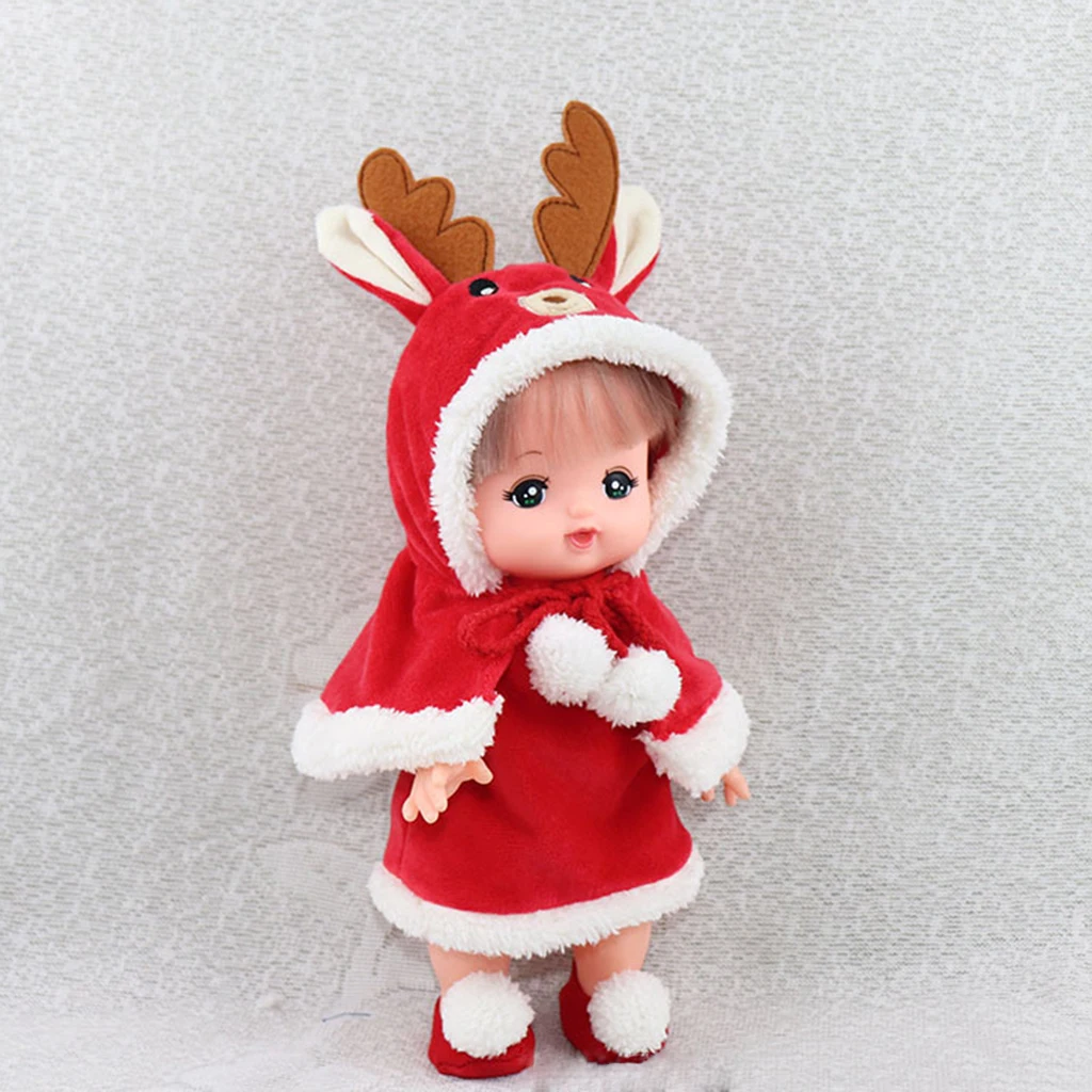 Lovely Reborn Doll Clothes Festival Garment Cartoon Cloak Sleeveless Dress Shoes For Mellchan Baby Doll Dress-up Accessory